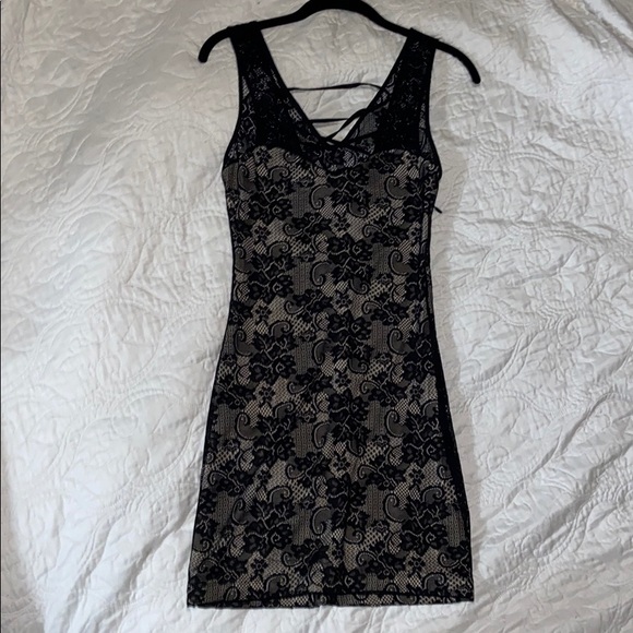 Bebe Black Lace Mini Dress - Corset Back - Picture 2 of 3